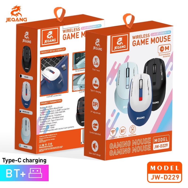 JEQANG JW-D229 2.4 GHz Bağlantı Alıcılı Kablosuz Oyuncu Mouse