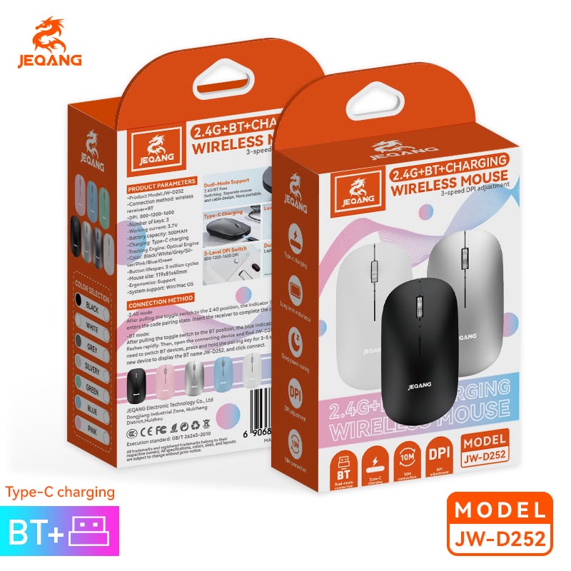 JEQANG JW-D252 2.4 GHz Bağlantı Alıcılı Kablosuz Optik Mouse