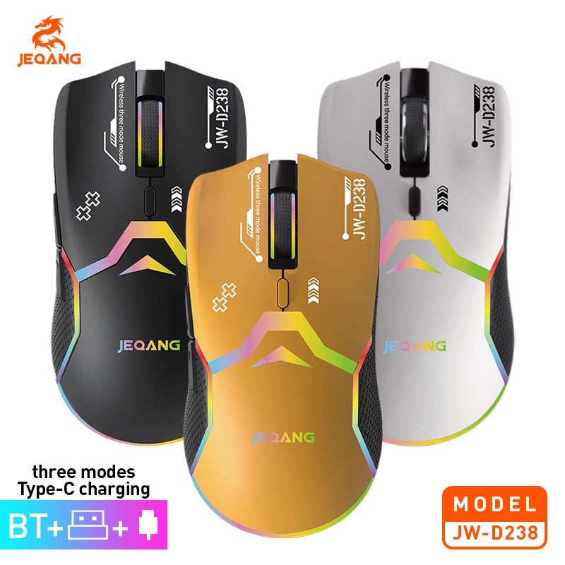JEQANG JW-D238 2.4 GHz Bağlantı Alıcılı RGB Işıklı Kablosuz Oyuncu Mouse