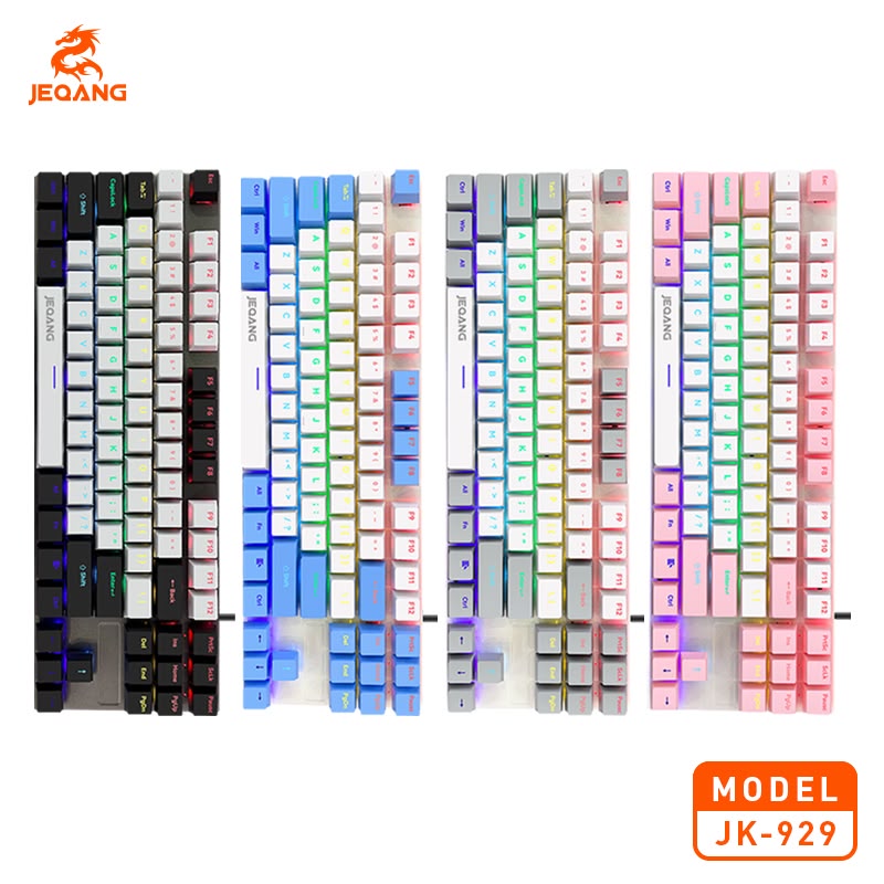 JEQANG JK-929 USB Kablolu RGB Işıklı Mekanik Oyuncu Klavyesi