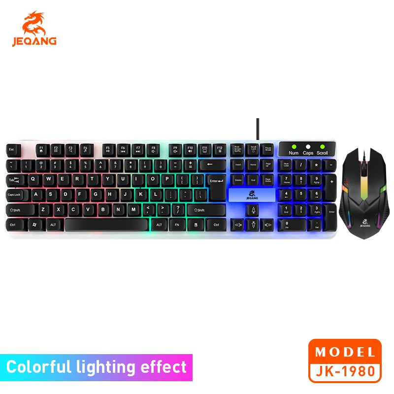 JEQANG JK-1980 USB Kablolu RGB Işıklı Klavye Mouse Seti