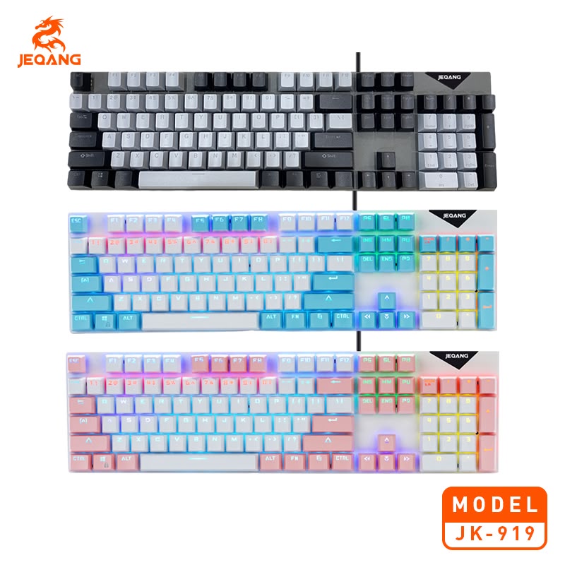 JEQANG JK-919 USB Kablolu RGB Işıklı Mekanik Oyuncu Klavyesi