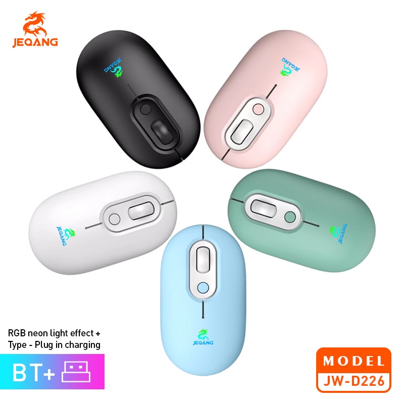 JEQANG JW-D226 2.4 GHz Bağlantı Alıcılı RGB Işıklı Mini Kablosuz Optik Mouse