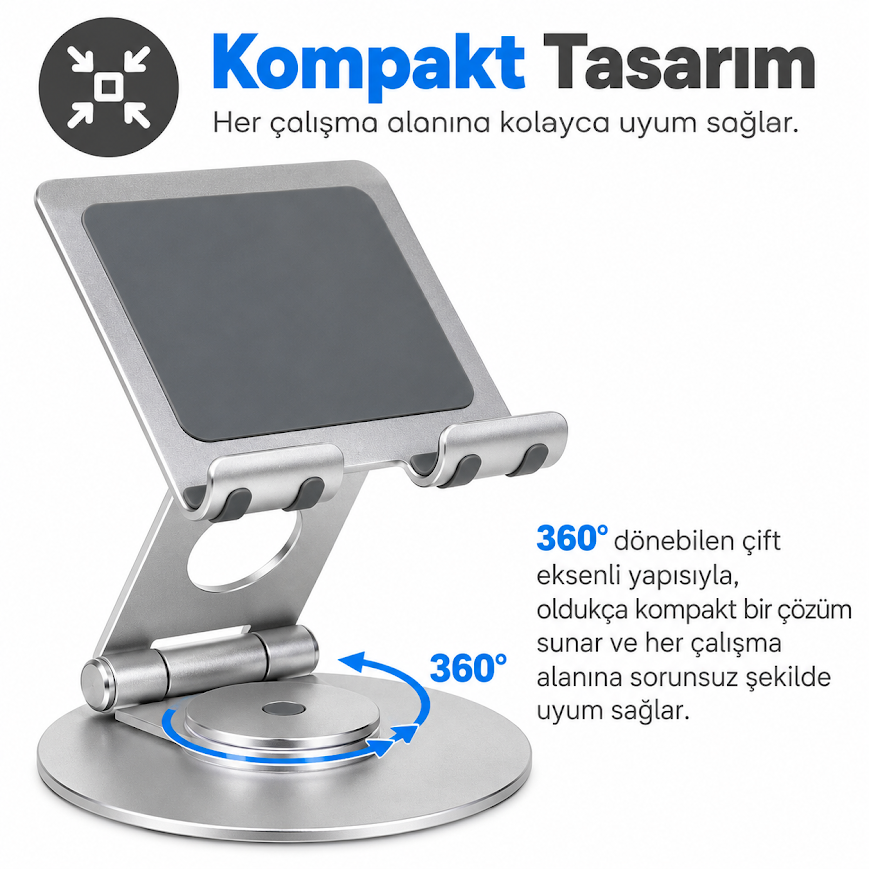 GLR Z71 360 Derece Dönen Katlanabilir Metal Tablet Telefon Standı