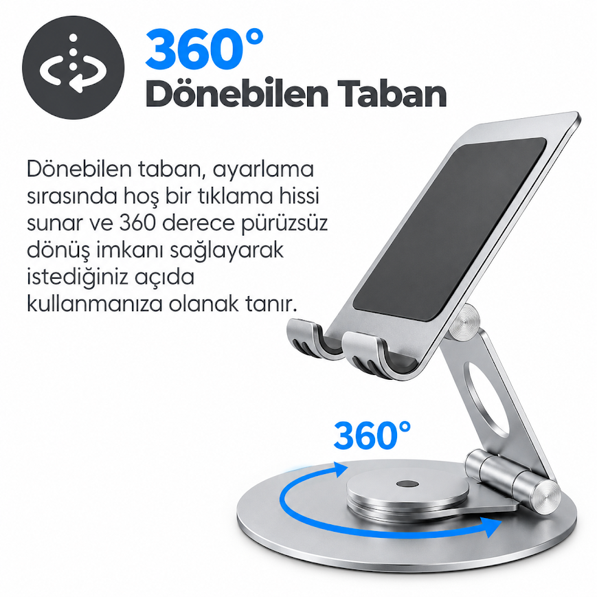 GLR Z71 360 Derece Dönen Katlanabilir Metal Tablet Telefon Standı