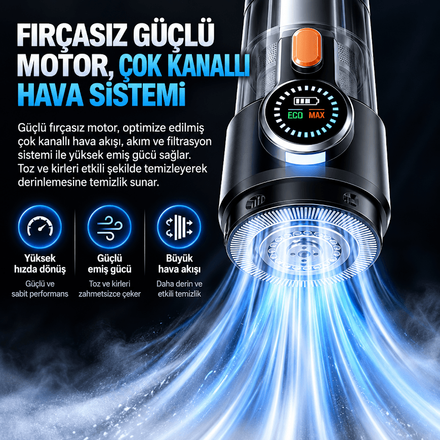 GLR ST-126 PLUS Şarjlı Vakumlu Araç içi El Süpürgesi