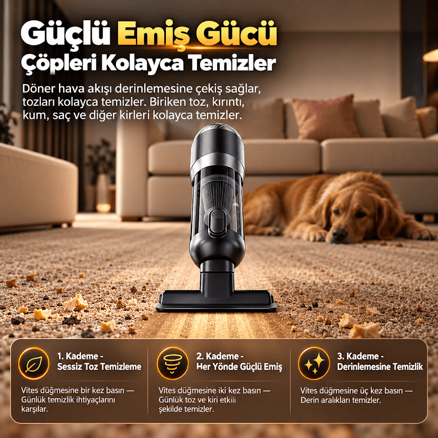GLR ST-6698A PLUS Şarjlı Vakumlu Hava Üfleyici ve Araç içi El Süpürgesi