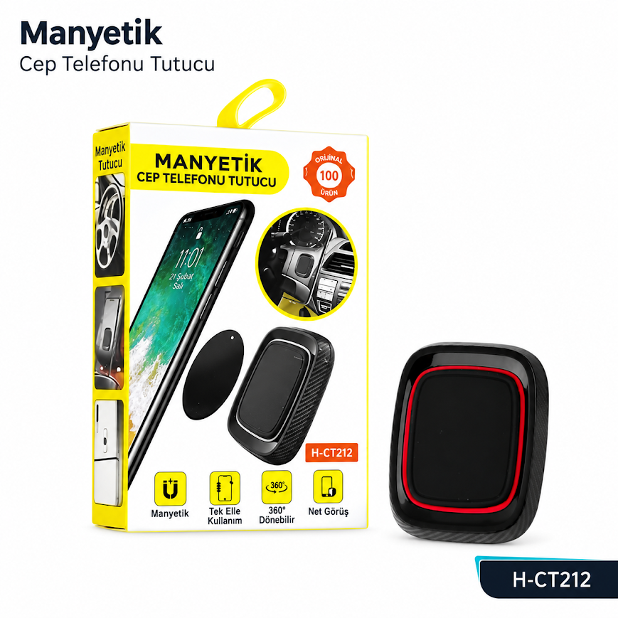 GLR H-CT212 Manyetik Orta Konsol Araç Telefon Tutucu