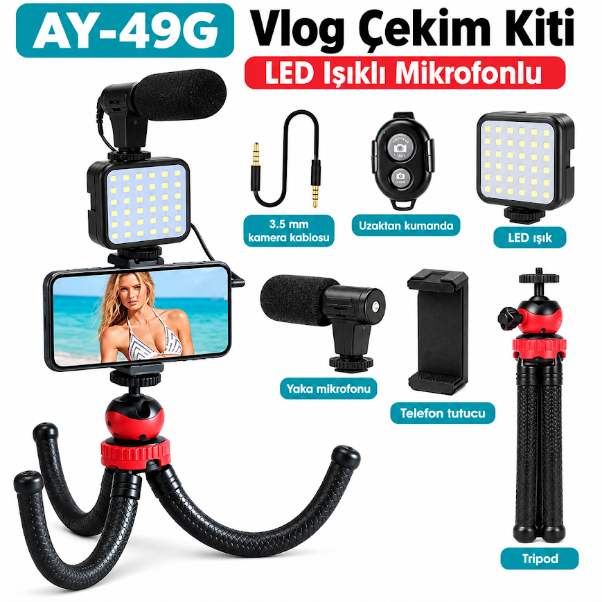 GLR AY-49G Fonsiyonel Profesyonel Tripod Seti