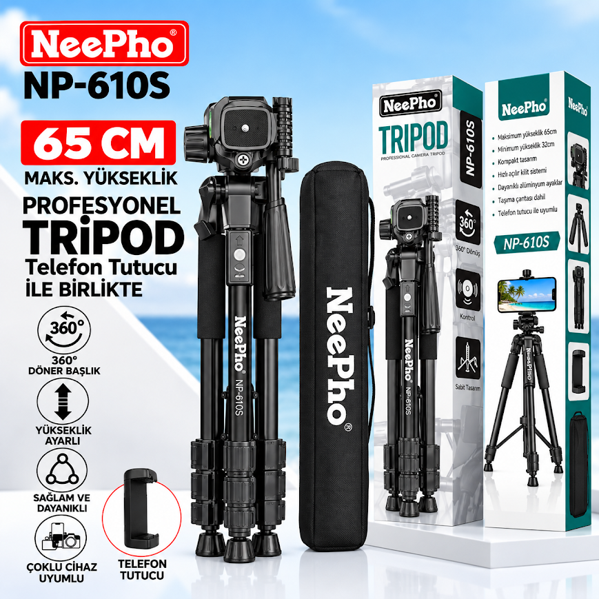 Neepho NP-610S Kumandalı 65 CM Profesyonel Tripod