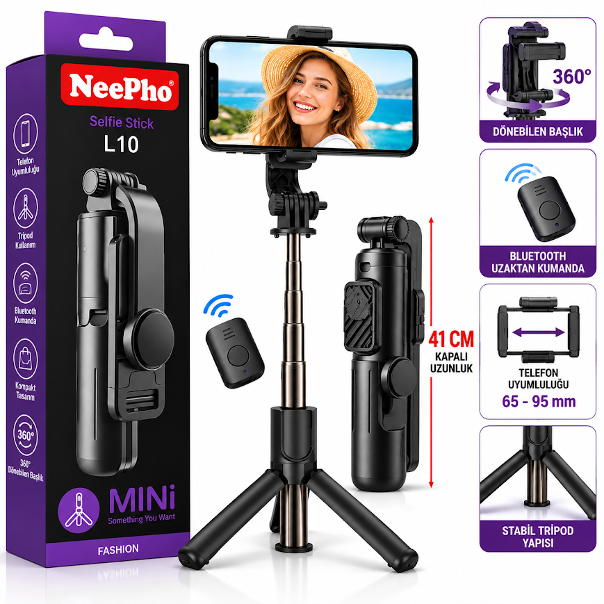 GLR L10 Kumandalı Mini Tripod Selfie Çubuğu