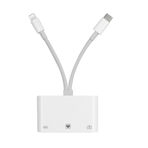 Kruxon ZR814 LİGHTNİNG TYPE-C ETHERNET CAMERA ADAPTÖR