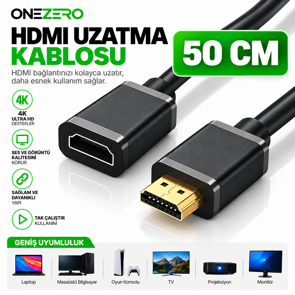 ZR159 Kruxon HDMI UZATMA KABLO 50CM
