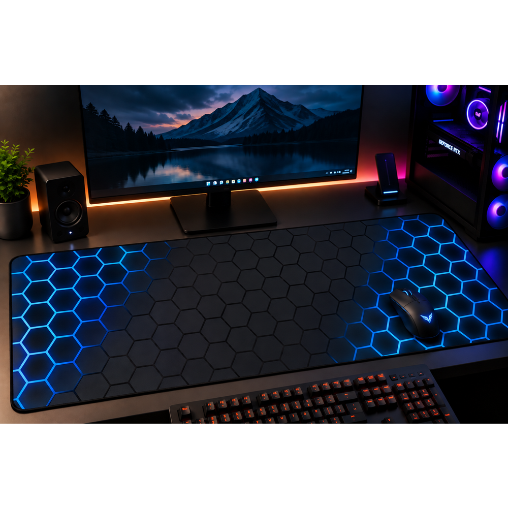Kruxon ZR993 MAVİ PETEK DESEN MOUSE PAD 70X30