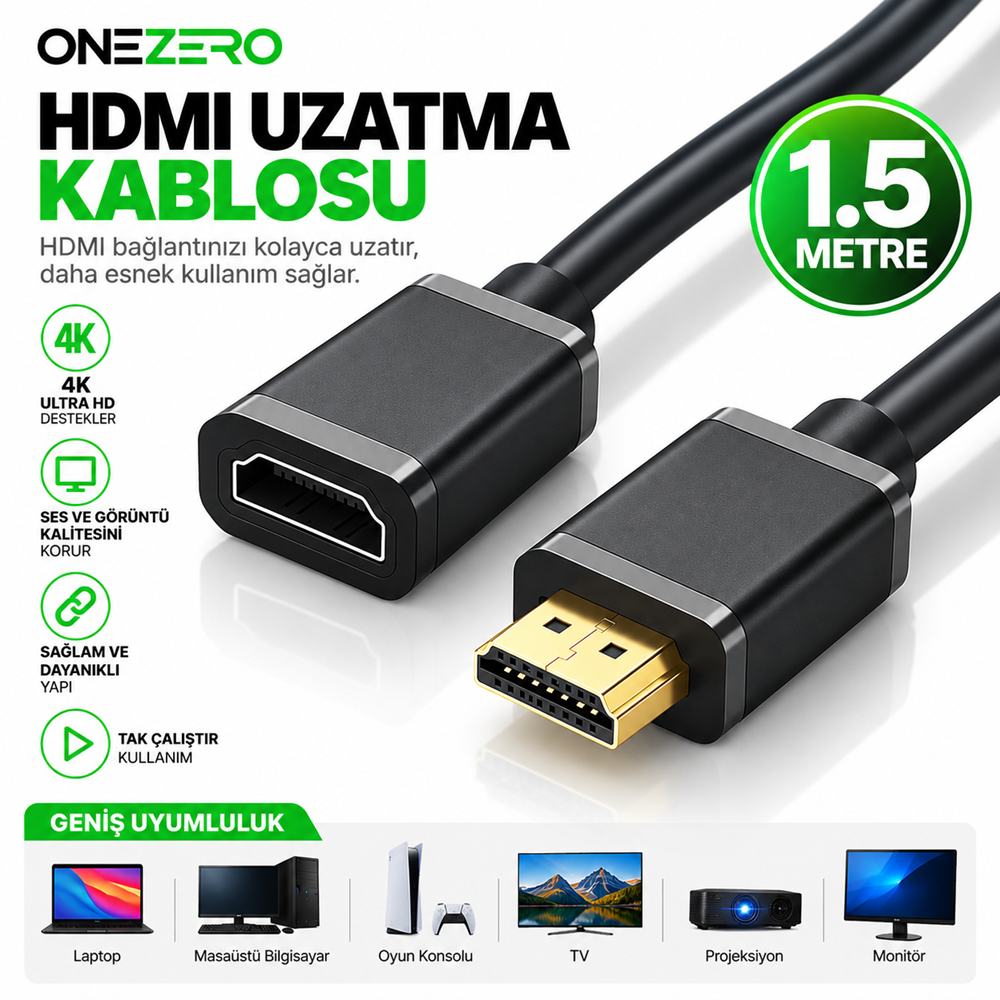 Kruxon ZR150/1.5 HDMI UZATMA KABLO 1.5M