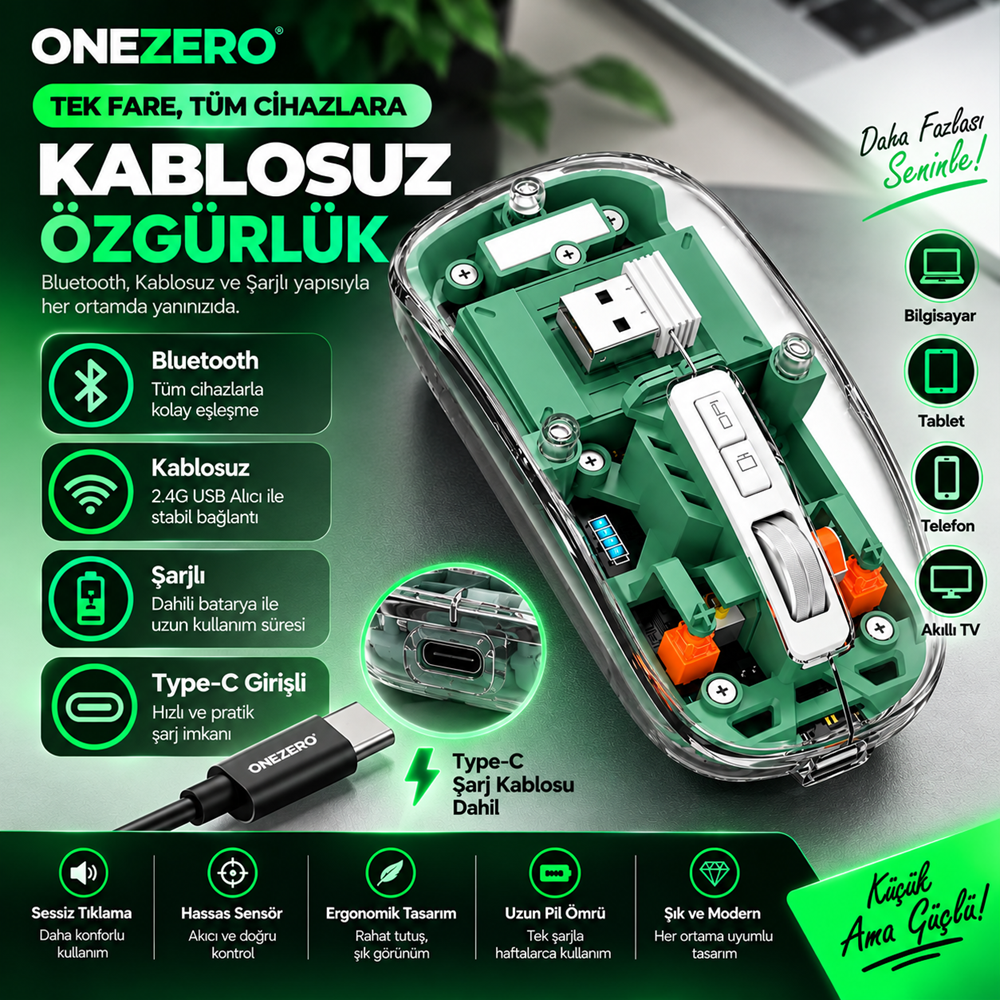 Kruxon ZR1133 YEŞİL 501 BT+ WİRELESS MOUSE
