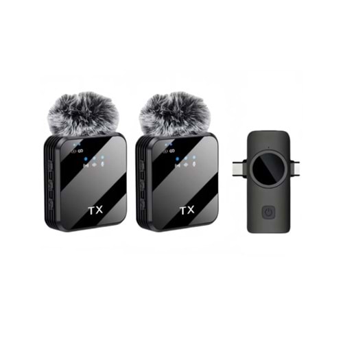 Kruxon ZR1176 F15-2 KABLOSUZ ÇİFTLİ TYPE-C LİGHTİNİNG MİKROFON
