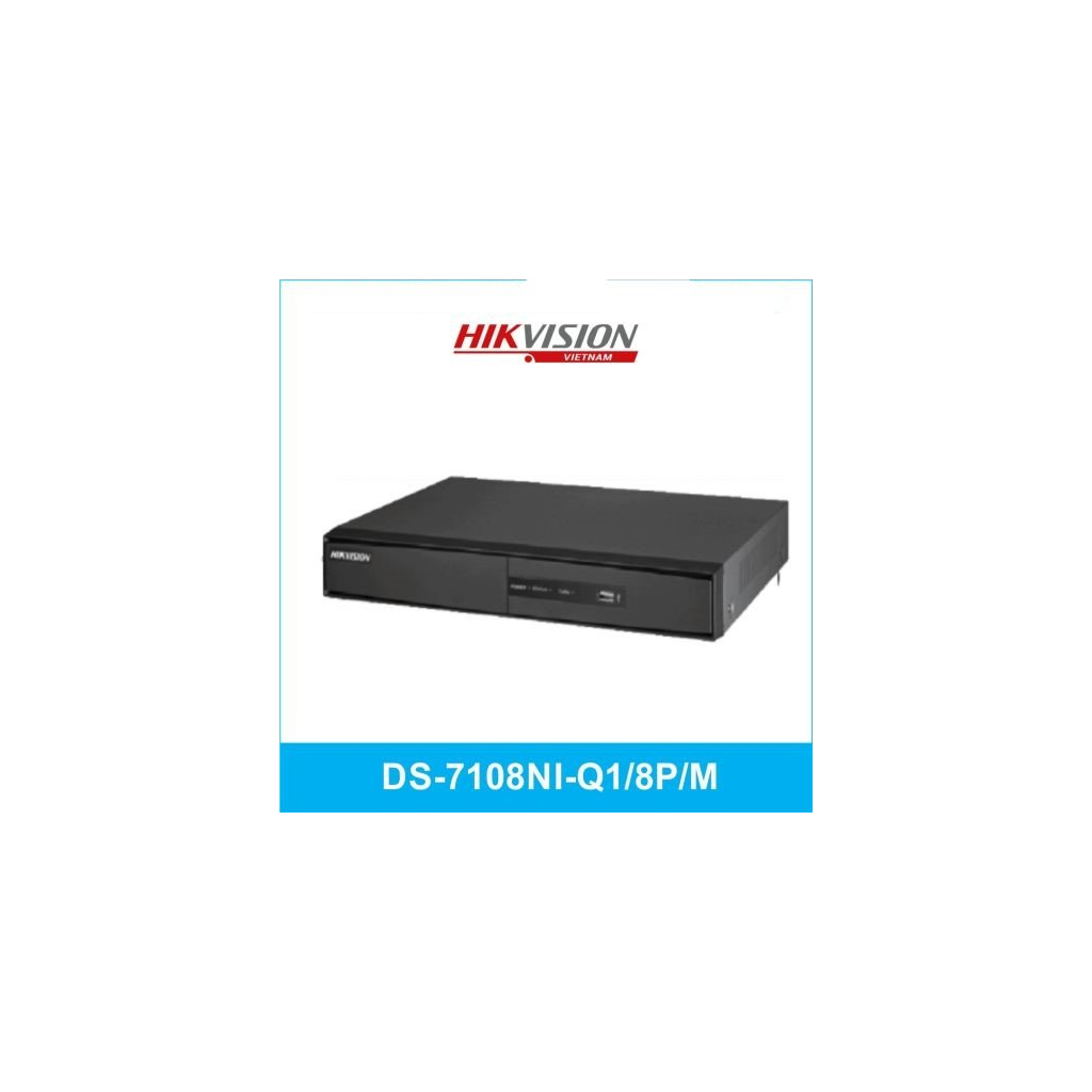 HIKVISION DS-7108NI-Q1/8P/M, 8Kanal PoE, 4Mpix, H265+, 1 HDD Desteği, 1520P Kayıt, 60Mbps Bant Genişliği, Metal Kasa, NVR