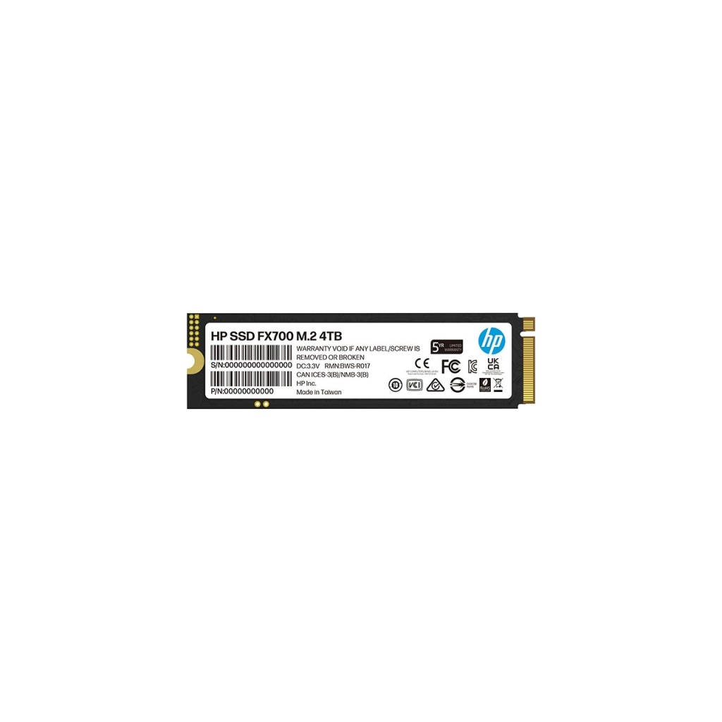 HP 8U2N7AA, FX700, 4TB, 6200-7200Mb/s, Gen4, NVMe PCIe M.2, 3D NAND, SSD