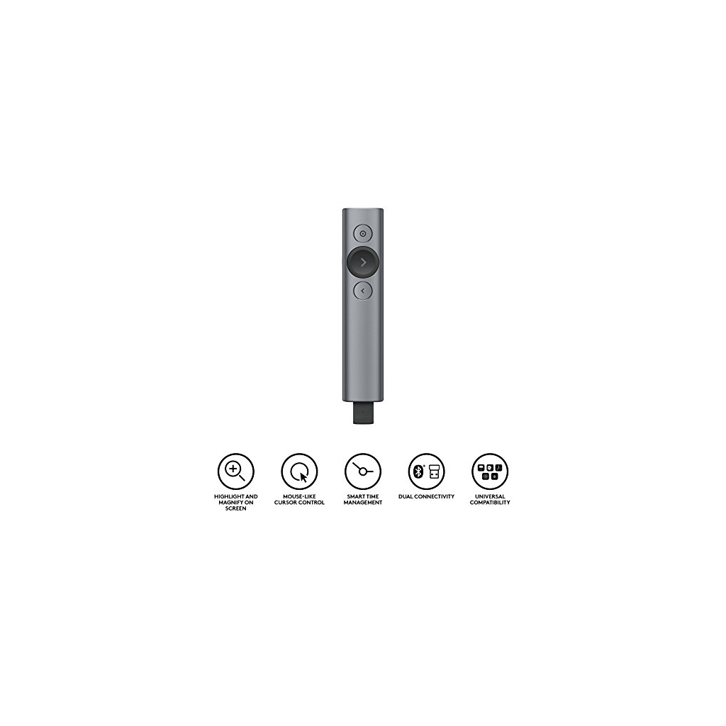 LOGITECH 910-004861, Spotlight Wireless Presenter, Sunum Cihazı (Gri)