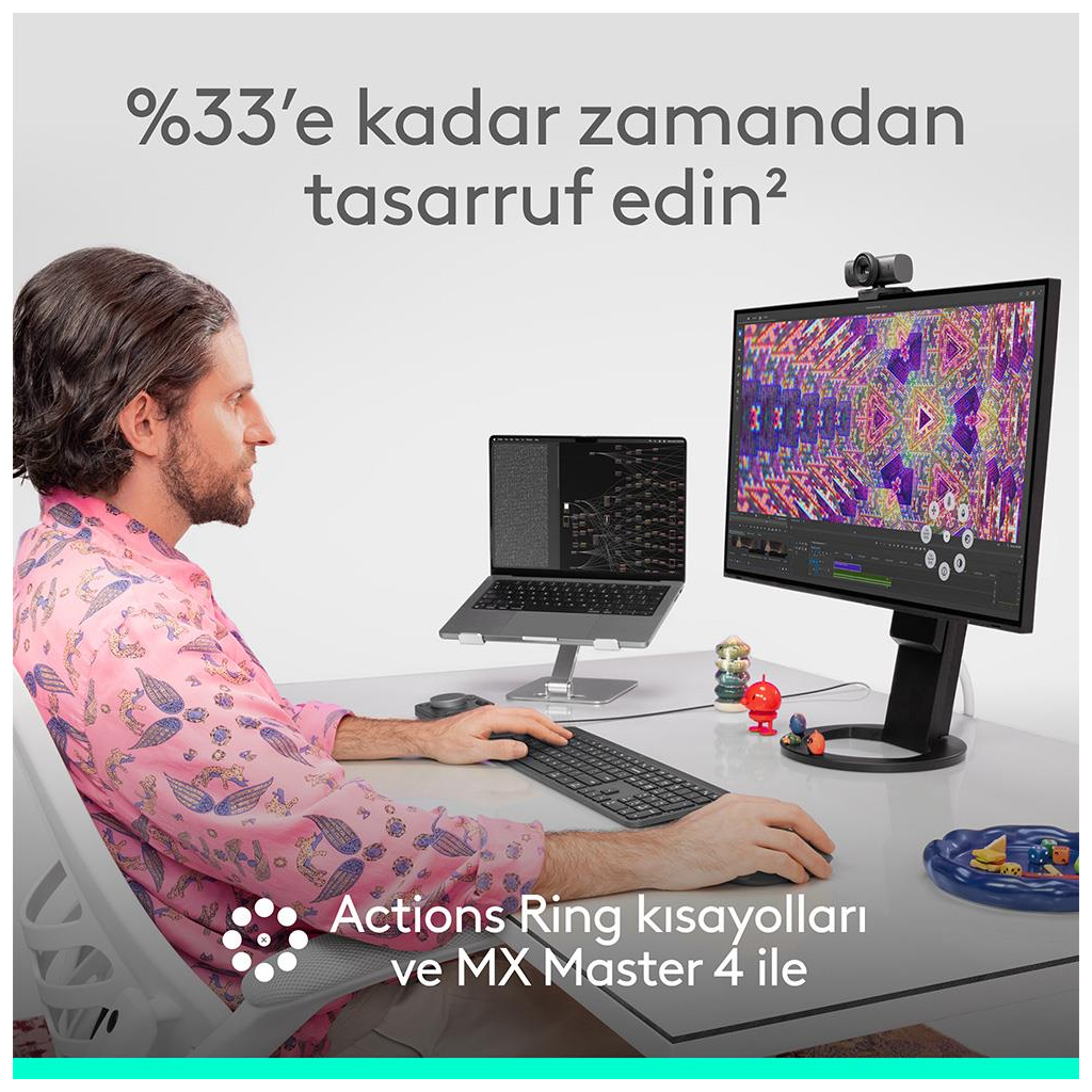 LOGITECH 910-007562, MX MASTER 4, Siyah, Bluetooth, 8000dpi, Lazer, 8 Tuşlu, USB-C den şarj edilebilir, Mouse