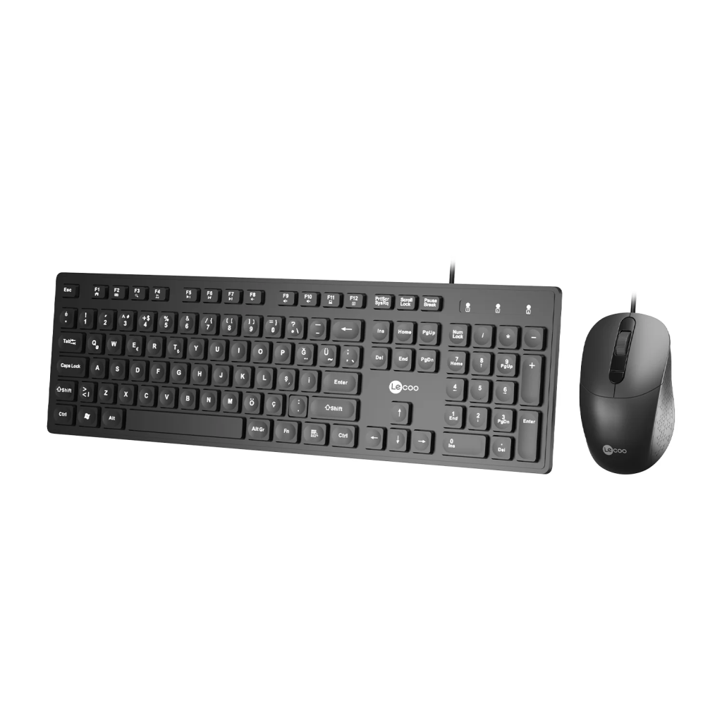 LECOO CM102, Siyah, Multimedya, Türkçe Q, USB Kablolu, Klavye Mouse Set