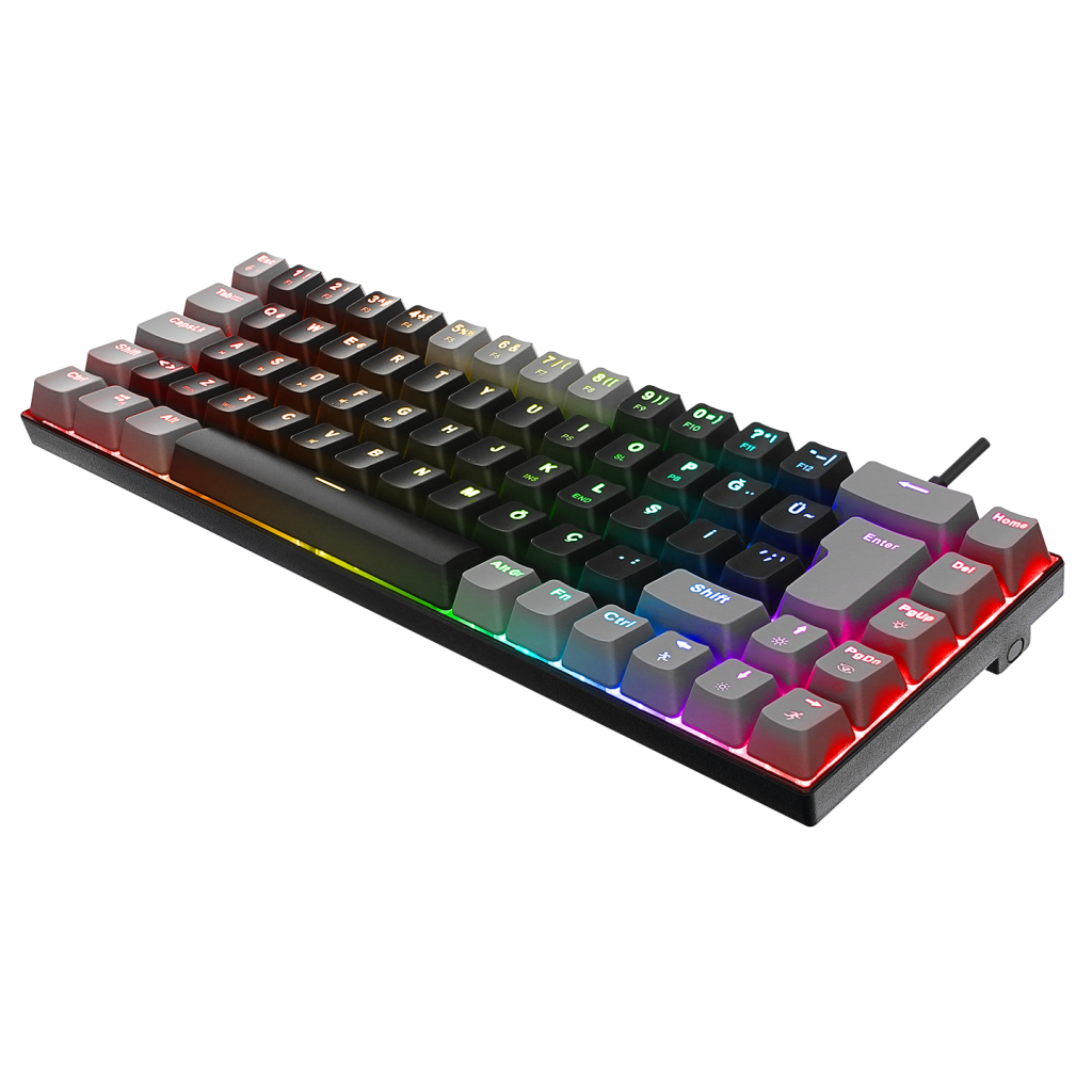 ACER eMachines, EAK68, Siyah/Gri, USB Kablolu, RGB Backlight, RED Switch, Mekanik, Türkçe Q, 68 Tuşlu, Gaming Klavye