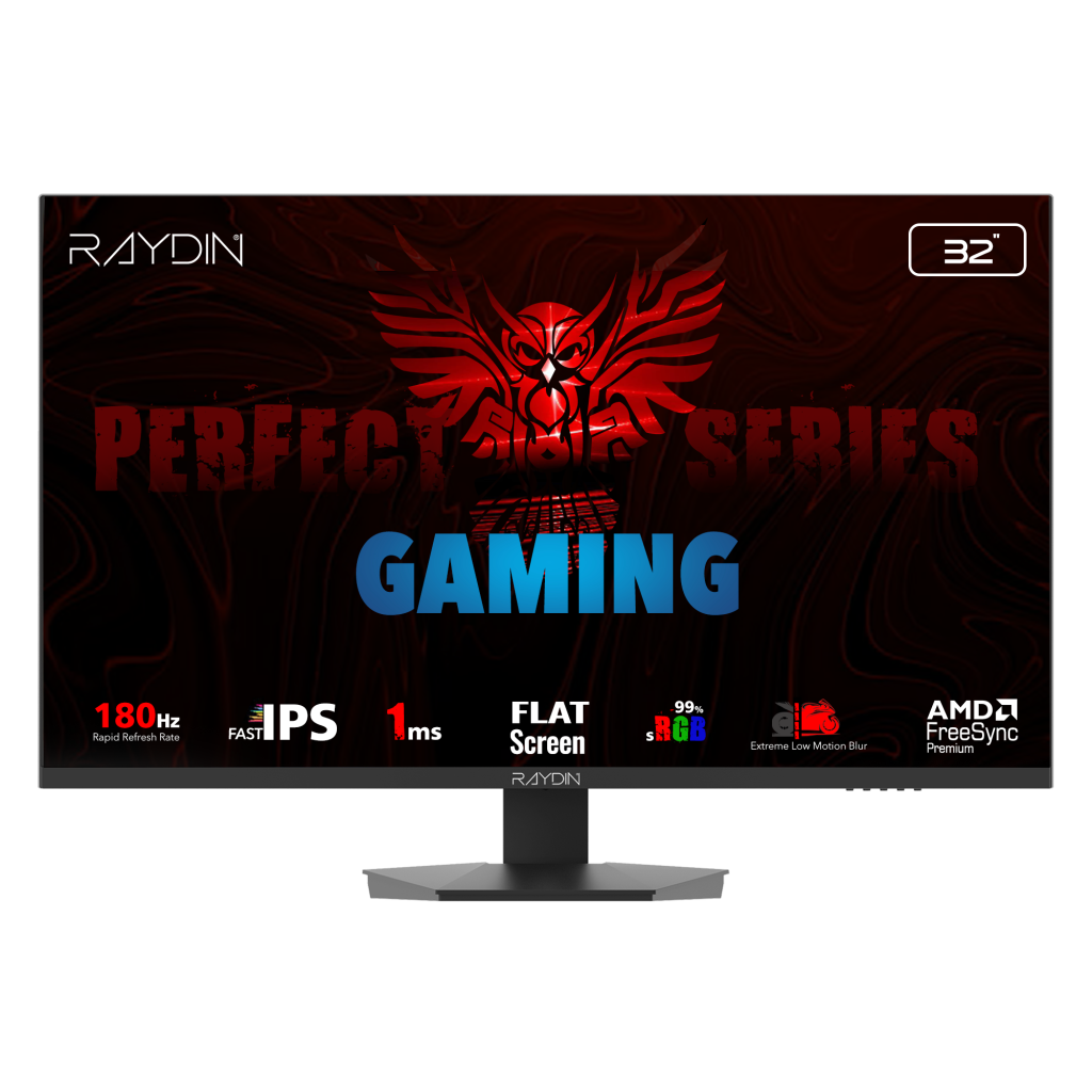 RAYDIN EG32EQI-180HZ, 31.5", 1ms, 180Hz, 2K Quad HD, 2xHDMI, DP, Hoparlör, IPS LED, Flat, Frameless, FreeSync Gaming Monitör