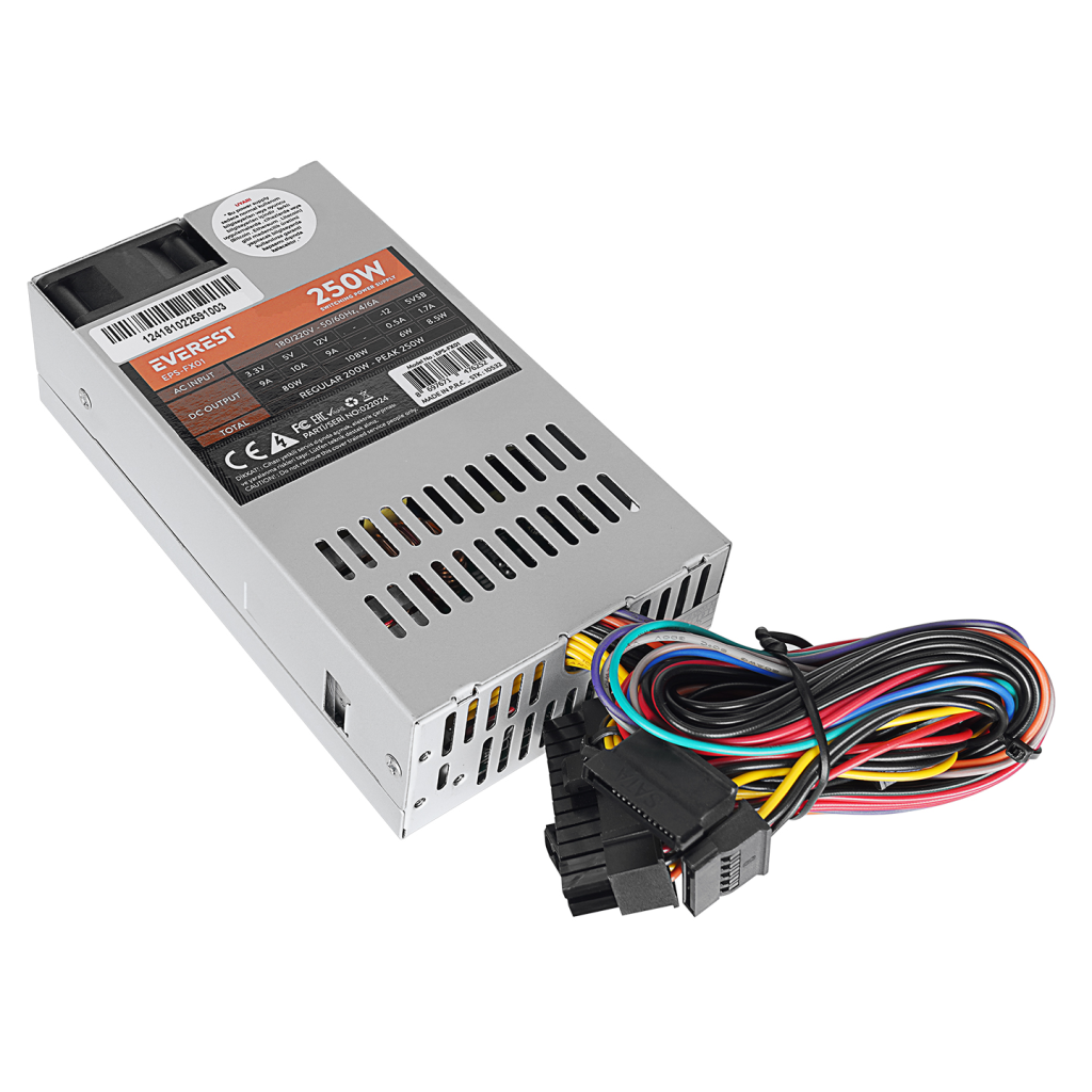Everest EPS-FX01, Peak 250W, 4cm Fan, İnce Uzun, 41 x 81 x 150mm, Flex Power Supply (PSU)