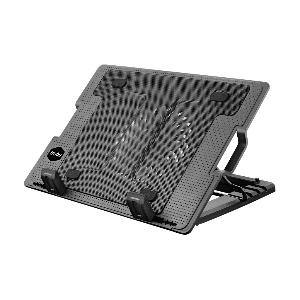 FRISBY FNC-35ST 14cm Fan, 10"-17" Notebook Soğutucu, 5 Kademeli Stand, Mavi Ledli (Siyah)