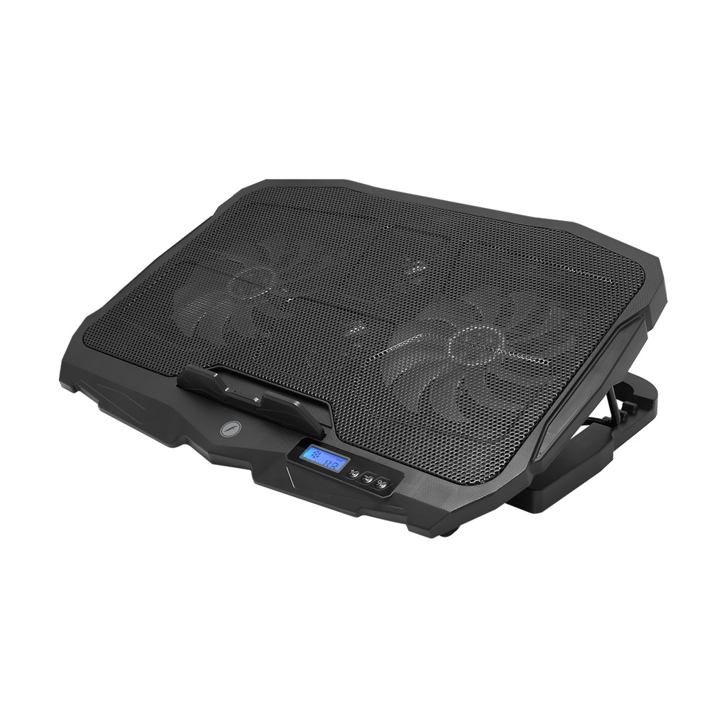 FRISBY FNC-5230ST (2x12,5cm 2x7cm) 4 Fan, 10"-17" Notebook Soğutucu, 5 Kademeli Stand, 3 Farklı Program, Ayarlanabilir Hız, Mavi Ledli (Siyah)