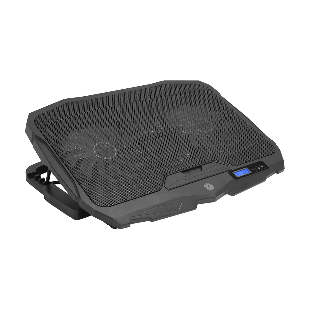 FRISBY FNC-5230ST (2x12,5cm 2x7cm) 4 Fan, 10"-17" Notebook Soğutucu, 5 Kademeli Stand, 3 Farklı Program, Ayarlanabilir Hız, Mavi Ledli (Siyah)