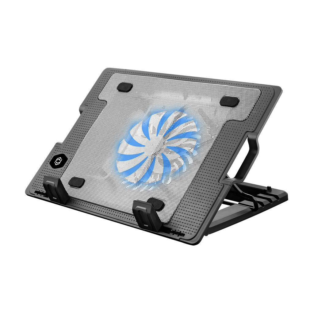 FRISBY FNC-37ST 14cm Fan, 10"-17" Notebook Soğutucu, 5 Kademeli Stand, Mavi Ledli (Siyah)