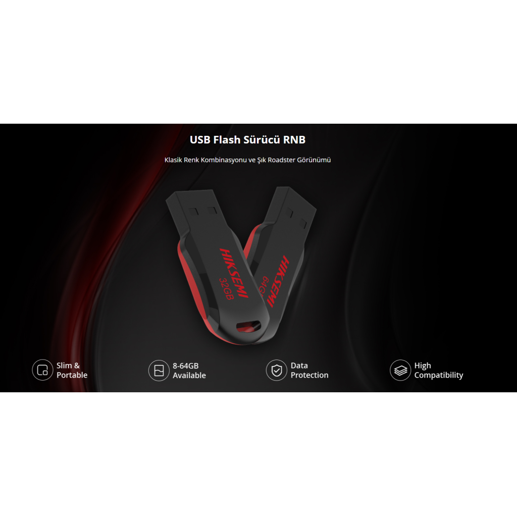 HIKSEMI RNB, HS-USB-M200R, 64GB, USB 2.0, İnce ve Taşınabilir, Veri Koruma, Flash Disk