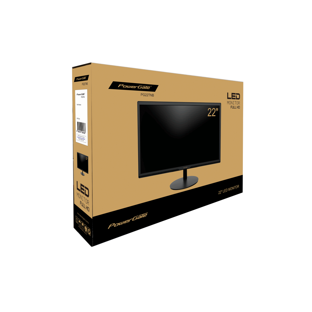 POWERGATE PG22TNB, 22", 5ms, 75Hz, Full HD, D-Sub, HDMI, TN LED Monitör
