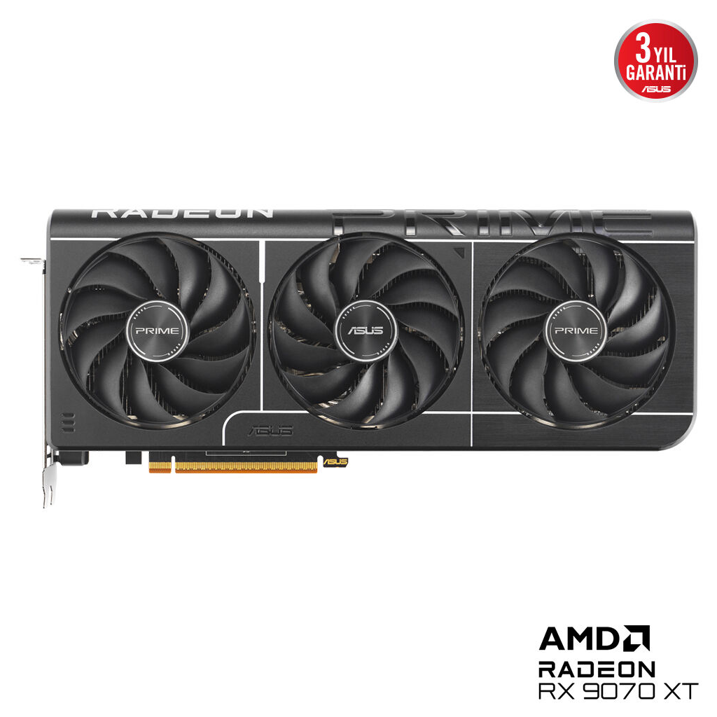 ASUS PRIME-RX9070XT-O16G, 16Gb, 256Bit, GDDR6, 1xHDMI, 3xDP, GAMING Ekran Kartı