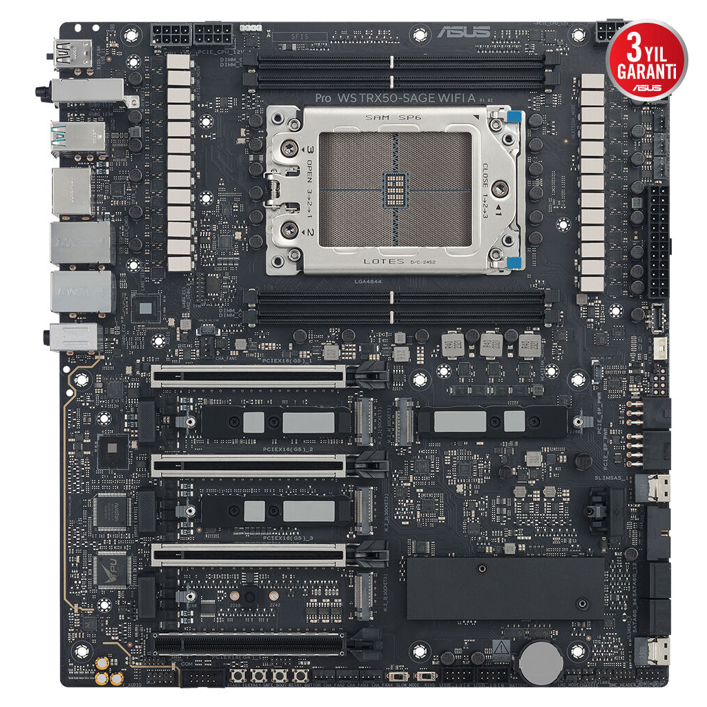 ASUS PRO WS TRX50-SAGE WIFI A, 4xDDR5, 4xM.2, HDMI, DP, Type-C, Wi-Fi 7, Bluetooth v5.4, TR5 Soket, CEB İş İstasyonu Anakart