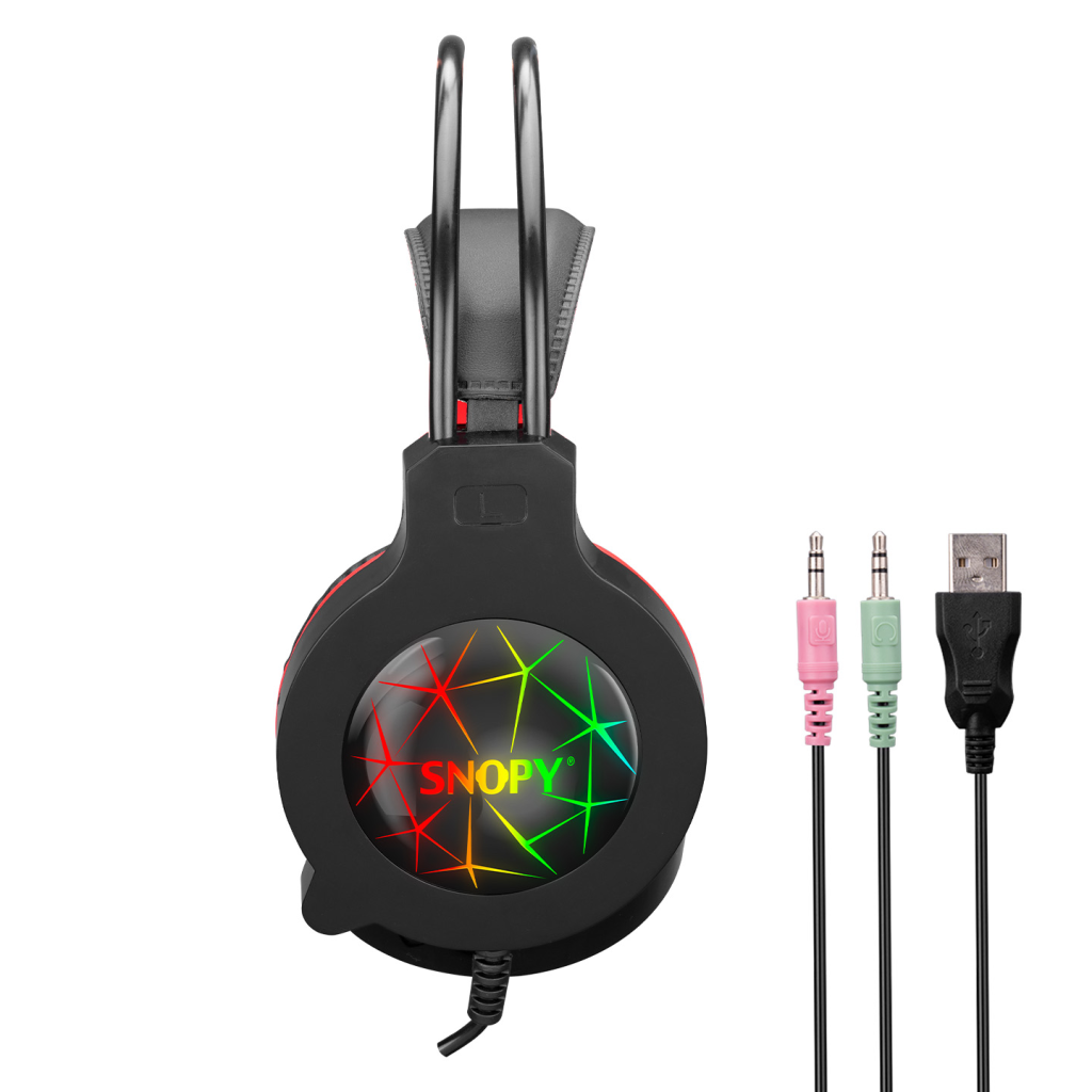 SNOPY SN-GX7, CRAZY, Kablolu, 3.5mm Jac, USB, Rainbow Aydınlatma, Gaming, Mikrofonlu, Kulaklık (Siyah)
