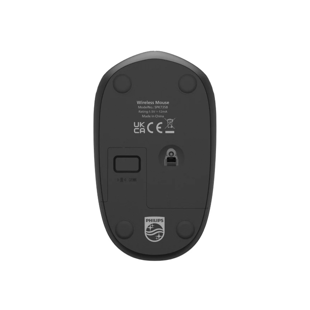 PHILIPS SPK7358, Siyah, USB Nano 2,4Gh Kablosuz, 1600dpi, Optic, 3 Tuşlu, Sessiz Click, Mouse