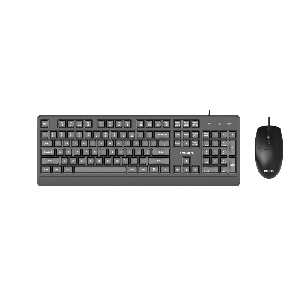 PHILIPS SPT6247B, Siyah, Türkçe Q, USB Kablolu, Multimedya Klavye Mouse Set