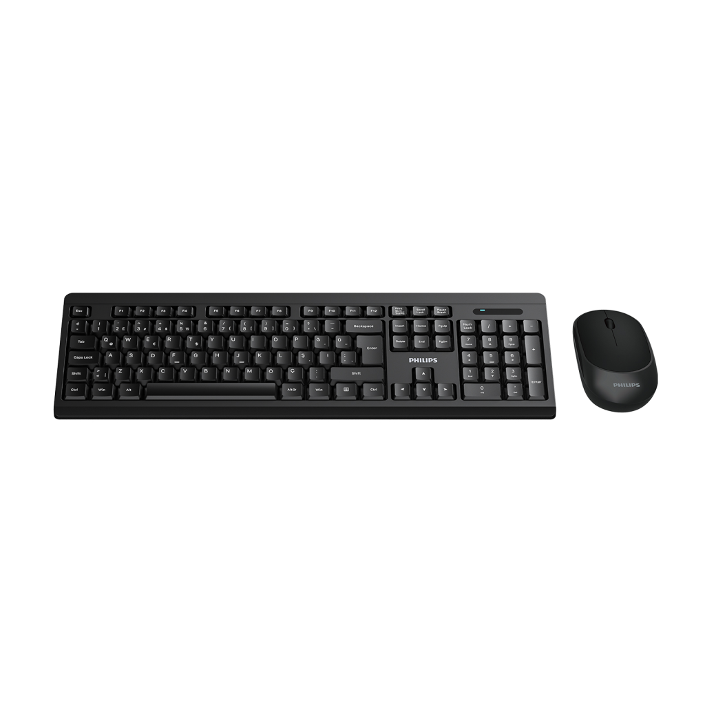 PHILIPS SPT6324B, Siyah, Türkçe Q, 2.4Ghz Kablosuz, Klavye Mouse Set