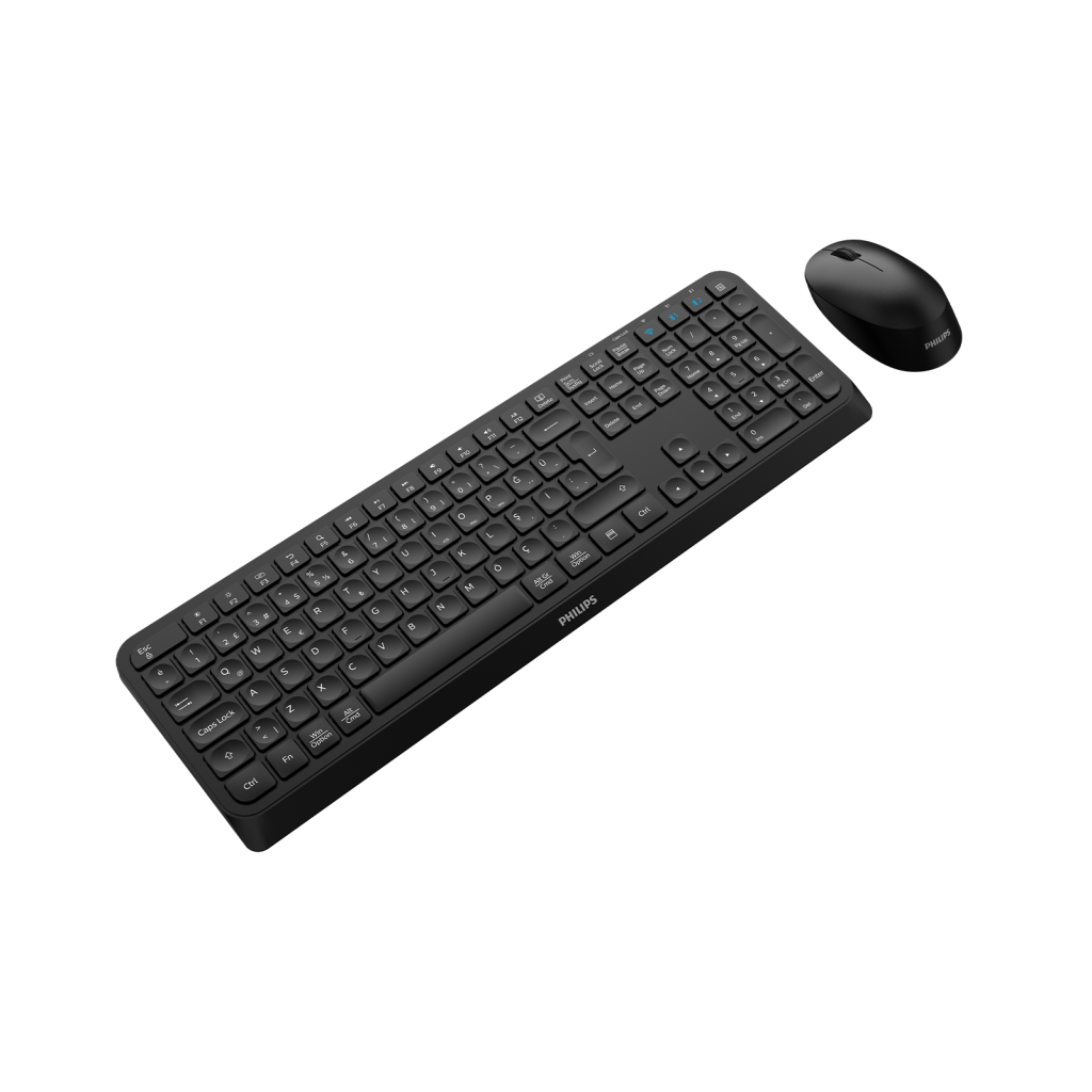 PHILIPS SPT6407B, Siyah, Türkçe Q, 2.4Ghz ve Bluetooth Kablosuz, Multimedya Klavye Mouse Set