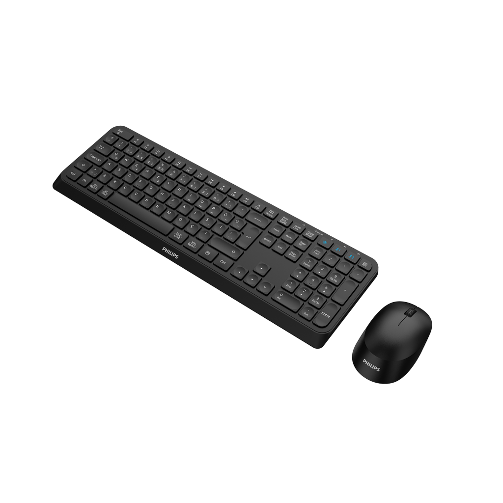 PHILIPS SPT6407B, Siyah, Türkçe Q, 2.4Ghz ve Bluetooth Kablosuz, Multimedya Klavye Mouse Set