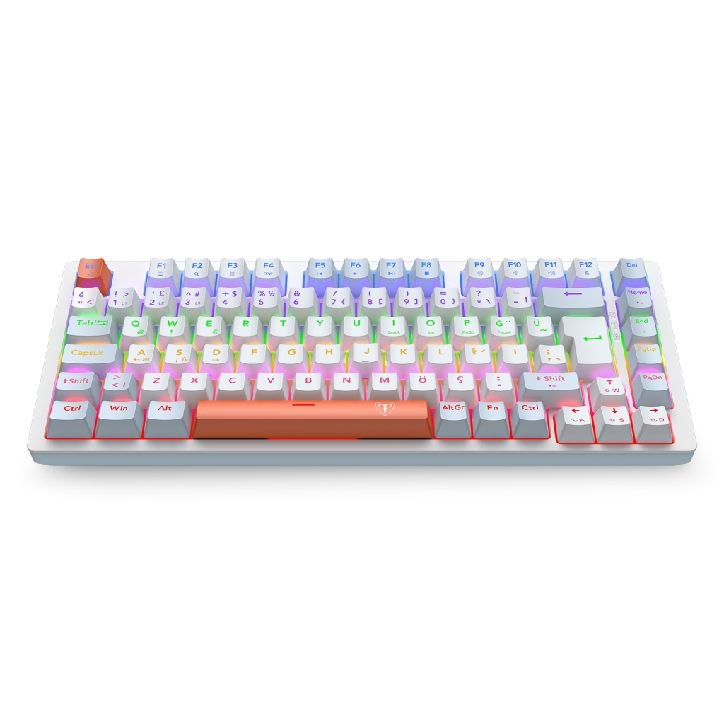 T-DAGGER T-TGK326WBO, MEGATRE, USB Kablolu, Türkçe Q,  Rainbow Backlight, Red Mekanik Switch, 82 Tuşlu, Gaming Klavye