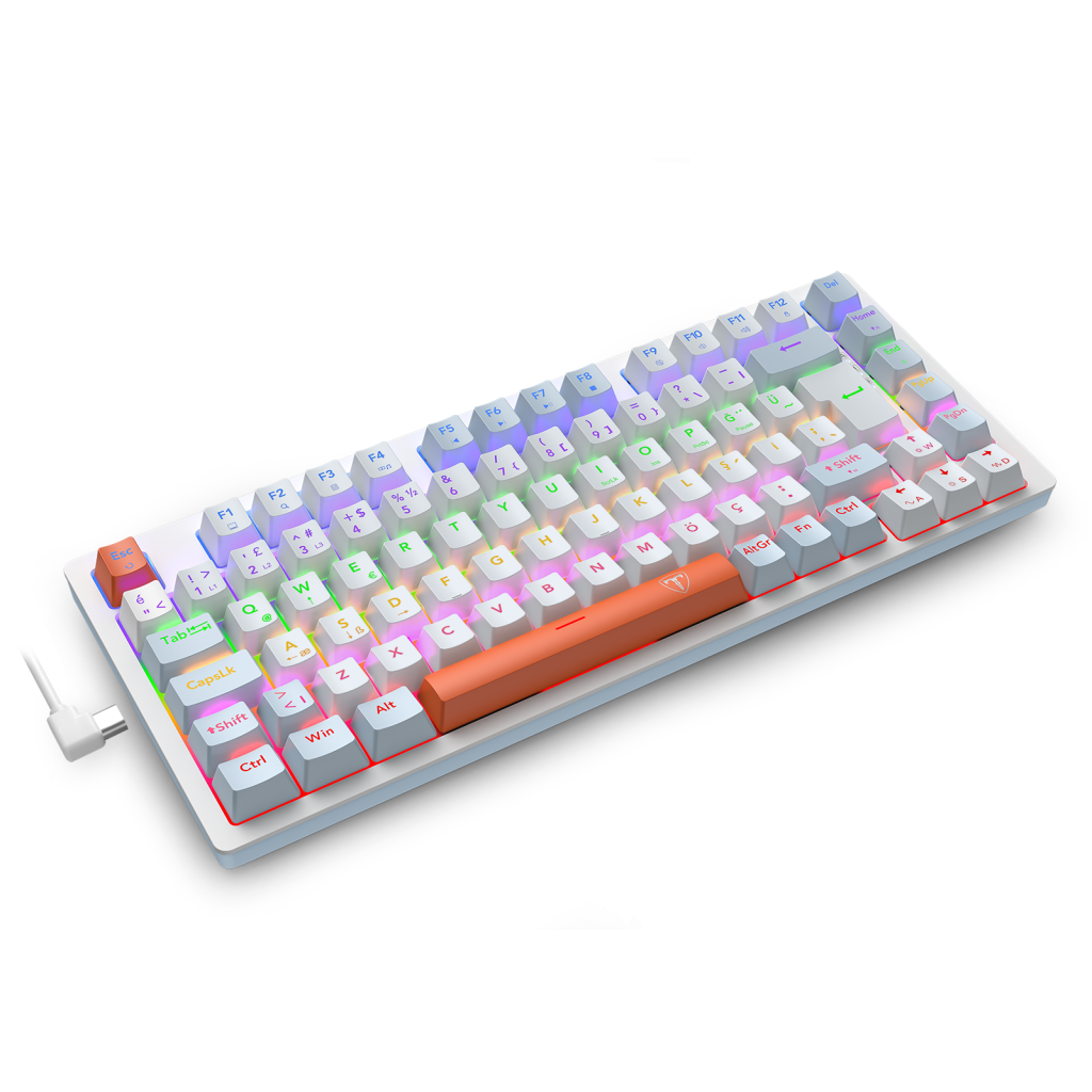T-DAGGER T-TGK326WBO, MEGATRE, USB Kablolu, Türkçe Q,  Rainbow Backlight, Red Mekanik Switch, 82 Tuşlu, Gaming Klavye