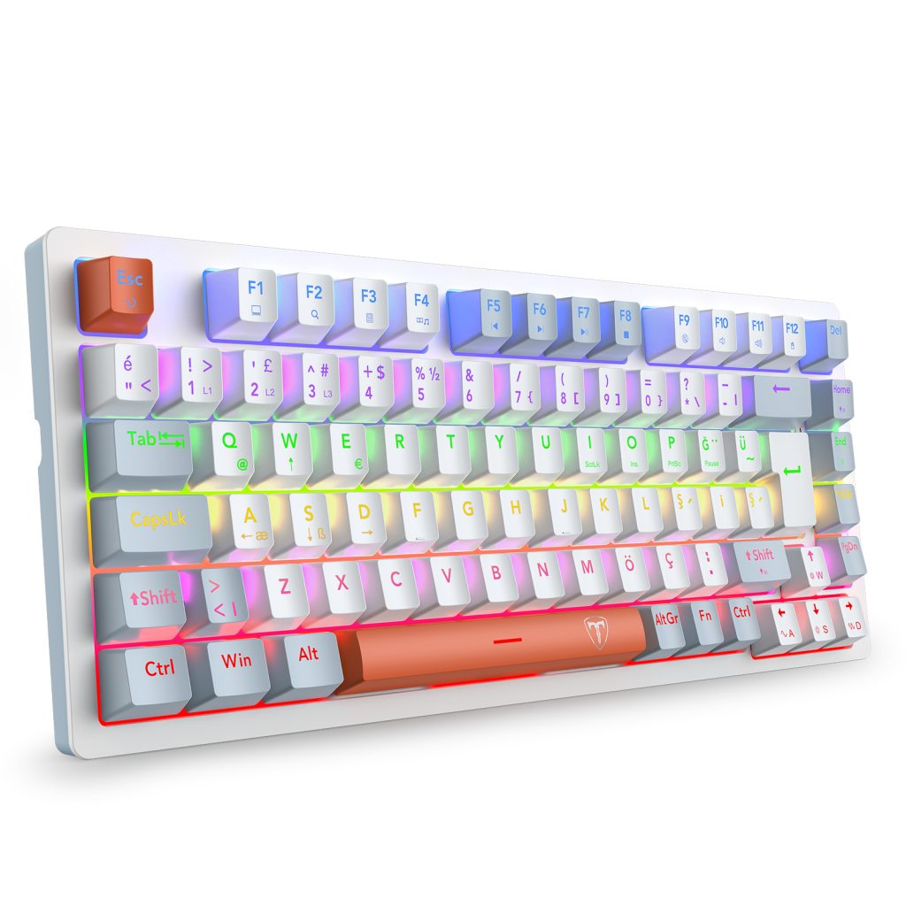 T-DAGGER T-TGK326WBO, MEGATRE, USB Kablolu, Türkçe Q,  Rainbow Backlight, Red Mekanik Switch, 82 Tuşlu, Gaming Klavye