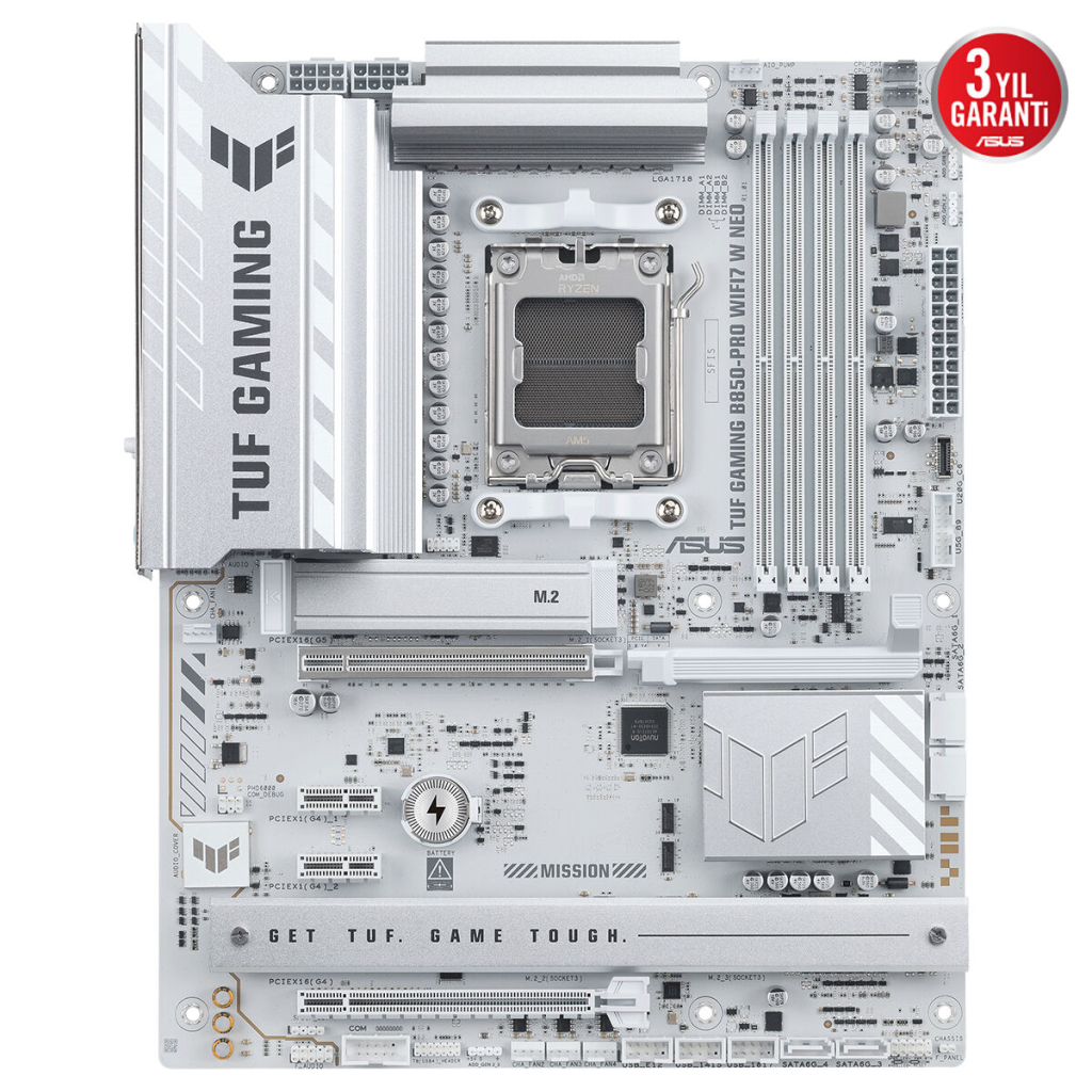 ASUS TUF GAMING B850-PRO WIFI7 W NEO, 4xDDR5, 3x M.2, HDMI, DP, Type-C, Wi-Fi 7, Bluetooth v5.4, AM5 Soket GAMING Anakart