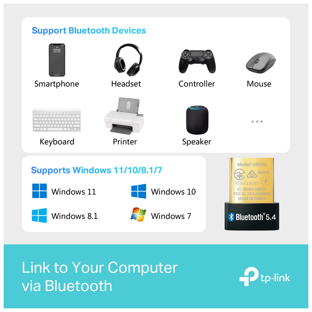 TP-LINK UB500 Bluetooth 5.4 Nano USB Adaptör