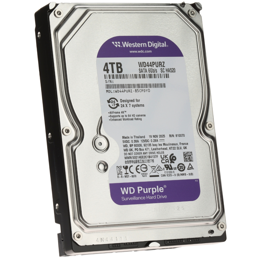 WD PURPLE WD44PURZ 3,5" 4TB, 128Mb, 5400 Rpm, 7/24 Güvenlik HDD (Türkiye Distribütörü Garantili)