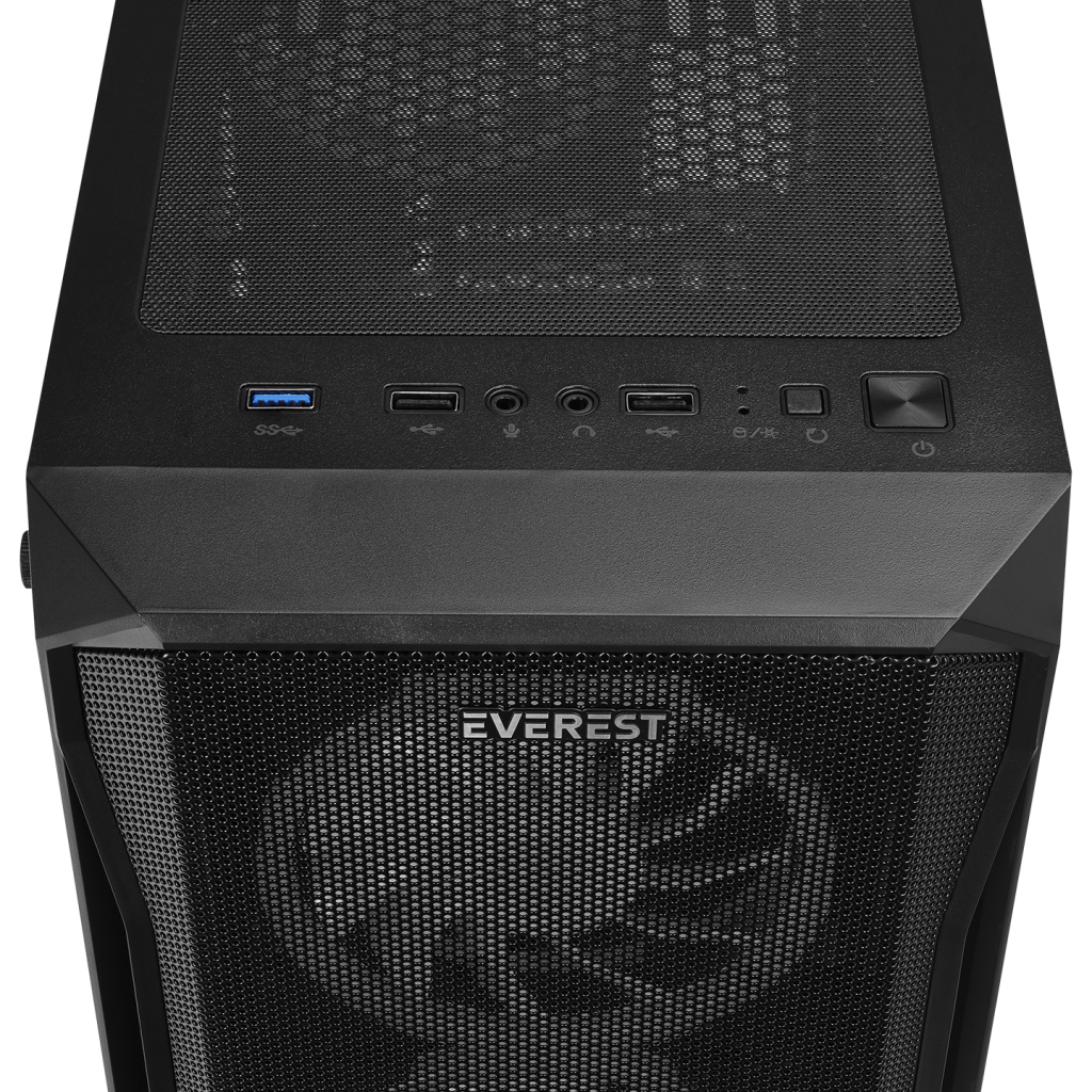 EVEREST X-RACER, Mesh, 600W (Peak), 4x12cm RGB Fan, Temperli Cam Yan Panel, ATX, GAMING KASA